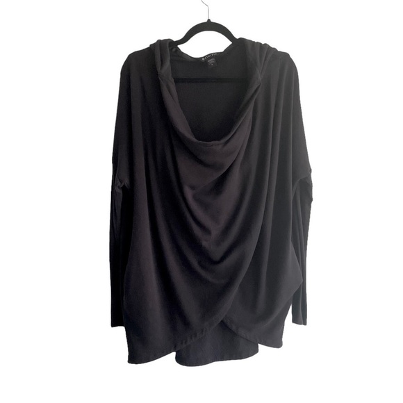 ATHLETA Purana Draped Wrap Sweatshirt Hood Black M - Picture 1 of 4